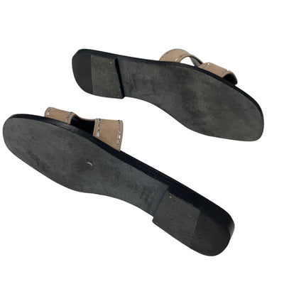 エルメス HERMES オラン サンダル 靴 シューズ スエード ピンクベージュ ミュール フラットサンダル ラインストーン