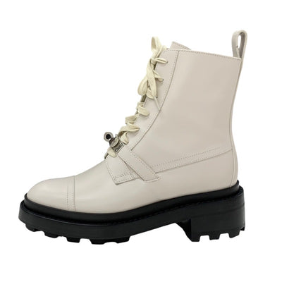 Hermes Funk Boots, Short Boots, Shoes, Leather, Ivory, Silver, Kelly Metal Fittings, Lace-up