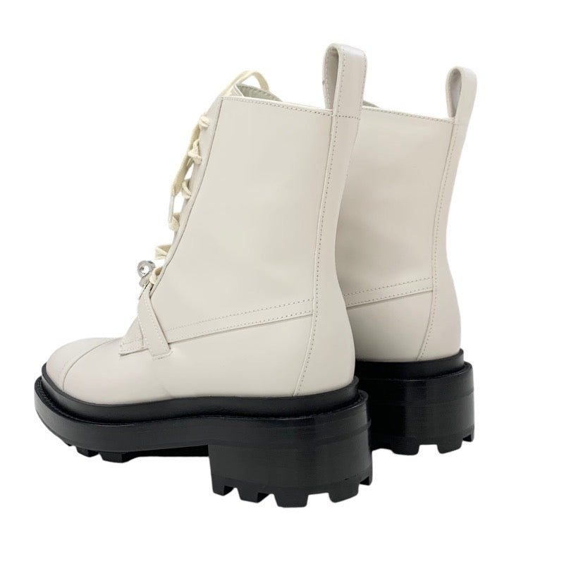 Hermes Funk Boots, Short Boots, Shoes, Leather, Ivory, Silver, Kelly Metal Fittings, Lace-up