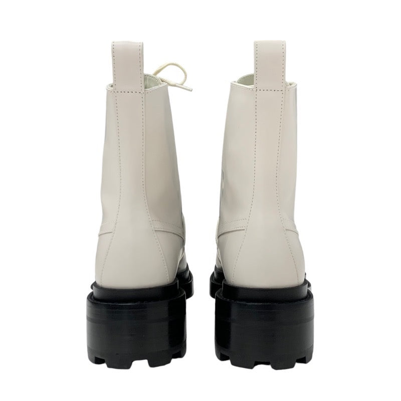 Hermes Funk Boots, Short Boots, Shoes, Leather, Ivory, Silver, Kelly Metal Fittings, Lace-up