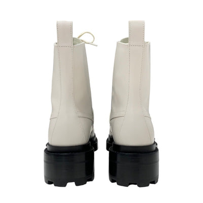 Hermes Funk Boots, Short Boots, Shoes, Leather, Ivory, Silver, Kelly Metal Fittings, Lace-up