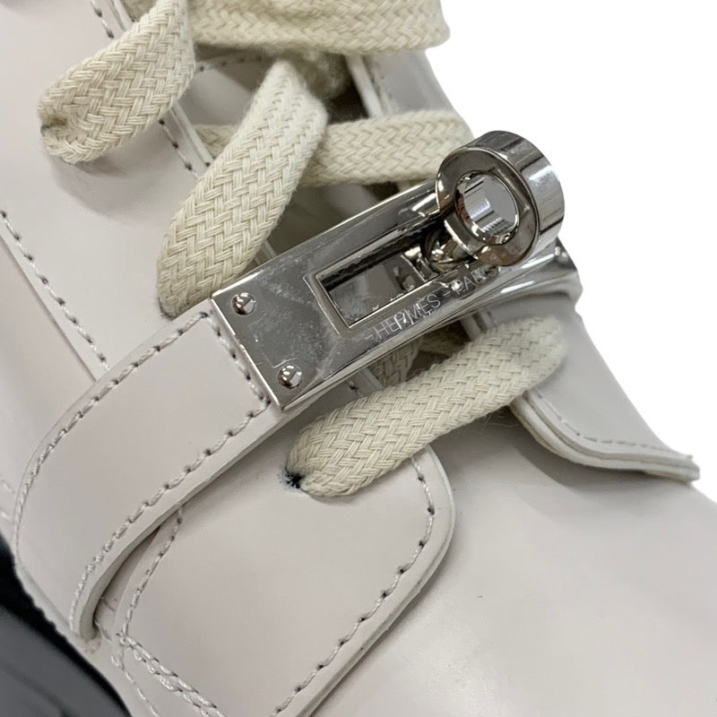 Hermes Funk Boots, Short Boots, Shoes, Leather, Ivory, Silver, Kelly Metal Fittings, Lace-up