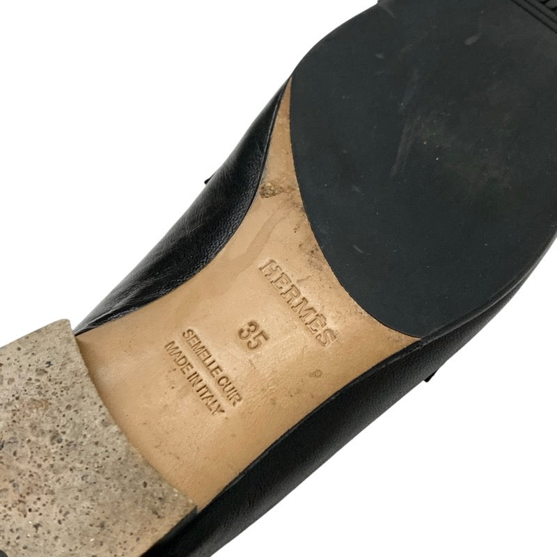 エルメス HERMES ロワイヤル ローファー 革靴 靴 シューズ レザー ブラック 黒 シルバー モカシン フラットシューズ H金具 フリンジ