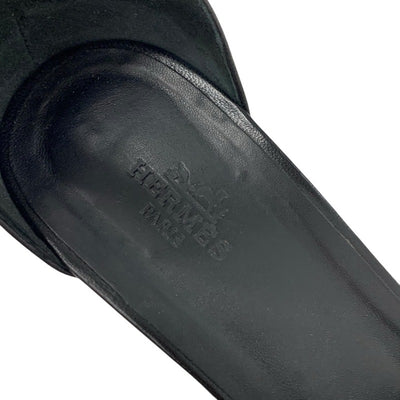 エルメス HERMES イネス サンダル 靴 シューズ レザー ブラック ホワイト 編み込み ウェッジソール