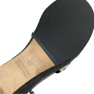 エルメス HERMES イネス サンダル 靴 シューズ レザー ブラック ホワイト 編み込み ウェッジソール