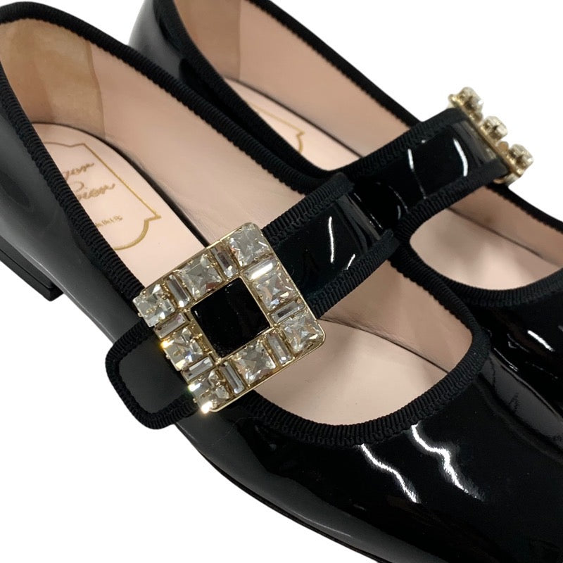 ロジェヴィヴィエ Roger Vivier トレヴィヴィエ フラットシューズ 靴 シューズ パテント ブラック 黒 バレリーナ ビジュー バックル