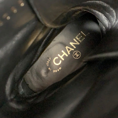 シャネル CHANEL ブーツ ショートブーツ 靴 シューズ レザー ブラック 黒 ココマーク レースアップ ミドルブーツ