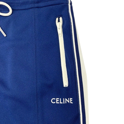セリーヌ CELINE ボトムス ポリエステル ネイビー アイボリー スカート サイドライン ロゴ