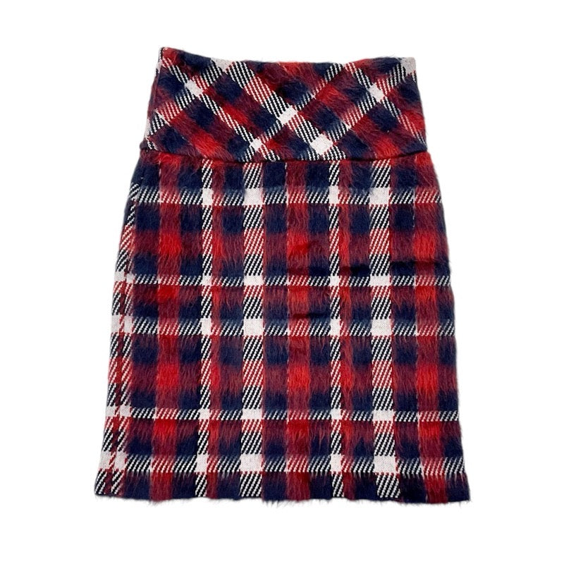 ルイヴィトン LOUIS VUITTON スカート レッド ネイビー ホワイト 未使用 チェック モヘヤ