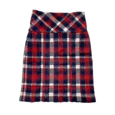 ルイヴィトン LOUIS VUITTON スカート レッド ネイビー ホワイト 未使用 チェック モヘヤ