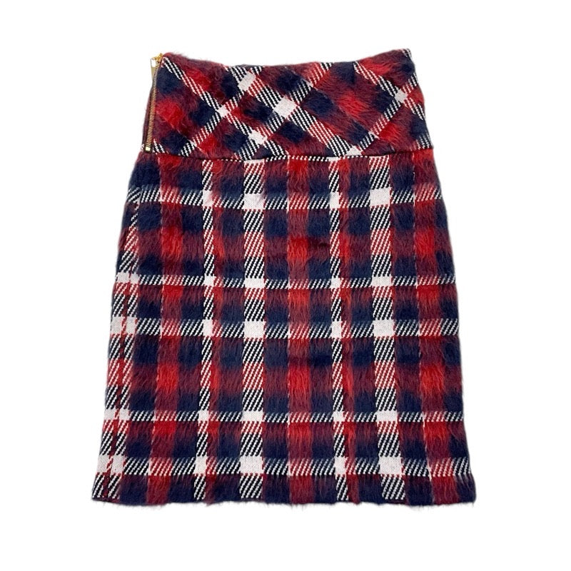 ルイヴィトン LOUIS VUITTON スカート レッド ネイビー ホワイト 未使用 チェック モヘヤ