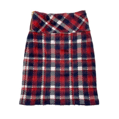 ルイヴィトン LOUIS VUITTON スカート レッド ネイビー ホワイト 未使用 チェック モヘヤ