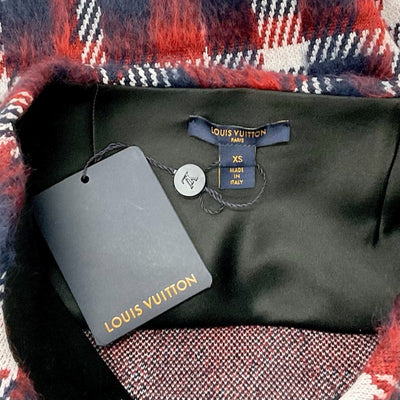 ルイヴィトン LOUIS VUITTON スカート レッド ネイビー ホワイト 未使用 チェック モヘヤ
