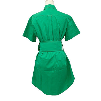 ルイヴィトン LOUIS VUITTON ワンピース コットン グリーン ブラック シャツワンピース フロントジップ 半袖 ベルト