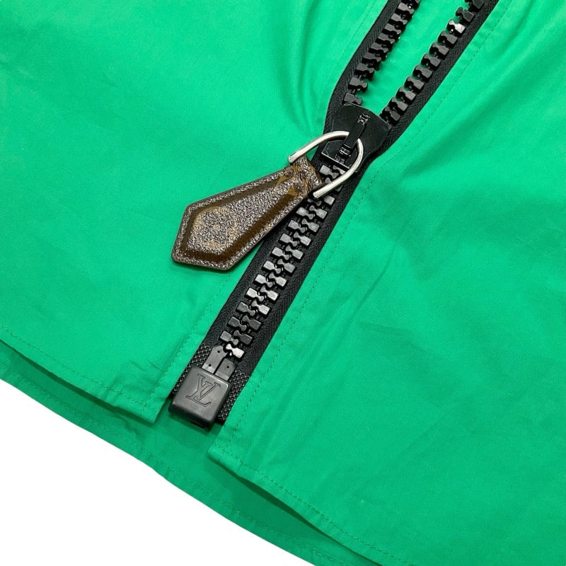 ルイヴィトン LOUIS VUITTON ワンピース コットン グリーン ブラック シャツワンピース フロントジップ 半袖 ベルト