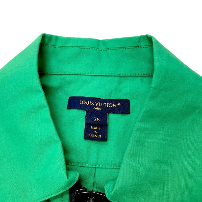 ルイヴィトン LOUIS VUITTON ワンピース コットン グリーン ブラック シャツワンピース フロントジップ 半袖 ベルト