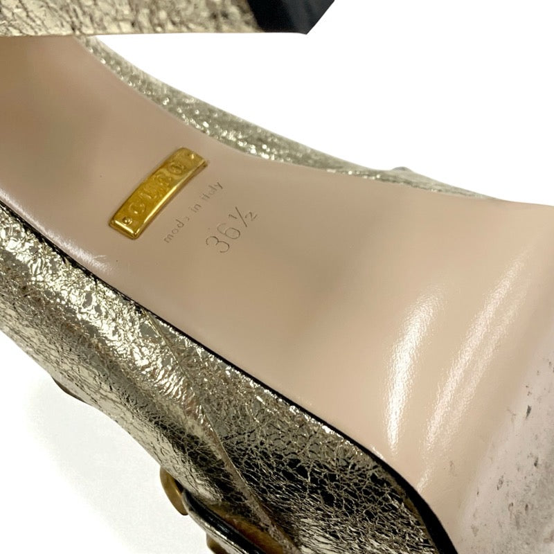 グッチ GUCCI パンプス 靴 シューズ レザー ゴールド GGマーモント フリンジ ダブルG