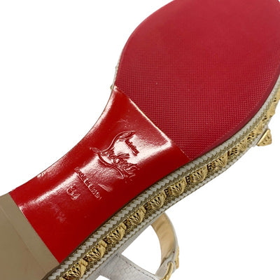 クリスチャンルブタン Christian Louboutin ピラクロウ サンダル 靴 シューズ レザー ホワイト ゴールド バックストラップ スタッズ