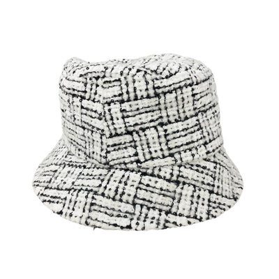 Chanel CHANEL Hat White Black Coco Mark Tweed Sequin Bucket Hat