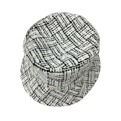 Chanel CHANEL Hat White Black Coco Mark Tweed Sequin Bucket Hat