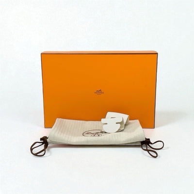 エルメス HERMES カルロッタ サンダル 靴 シューズ レザー ホワイト シルバー ケリー金具 サボ ミュール
