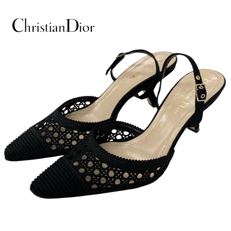 クリスチャンディオール CHRISTIAN DIOR パンプス 靴 シューズ ファブリック ブラック メッシュ ミュール サンダル