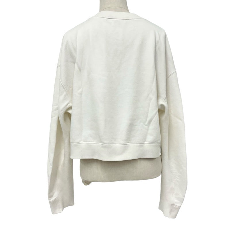 MIUMIU Tops Cotton White Cropped Logo Short Sweatshirt