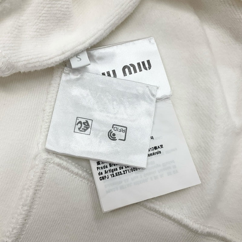 MIUMIU Tops Cotton White Cropped Logo Short Sweatshirt