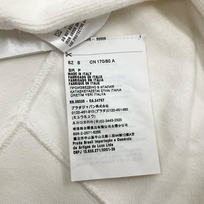 MIUMIU Tops Cotton White Cropped Logo Short Sweatshirt