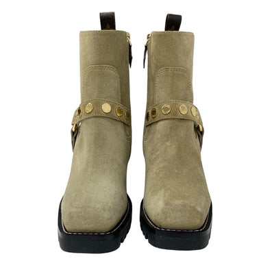 Louis Vuitton Monogram Boots Short Boots Shoes Suede Beige Gold Ankle Boots