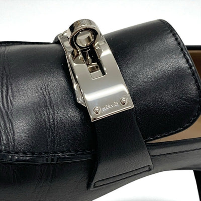 エルメス HERMES ローファー 革靴 靴 シューズ レザー ブラック 黒 シルバー ケリー金具 モカシン