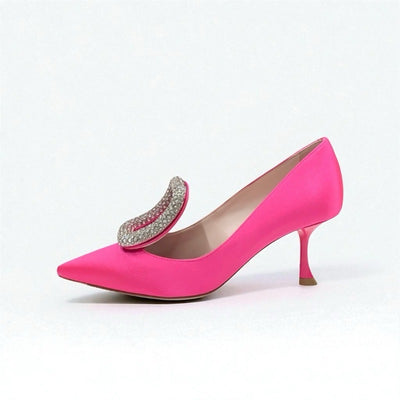 ロジェヴィヴィエ Roger Vivier パンプス 靴 シューズ サテン ピンク 未使用 ラインストーン スワロフスキー バックル