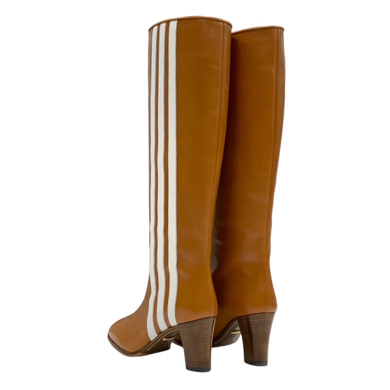 Gucci Boots Long Boots Shoes Leather Brown White Adidas Sideline