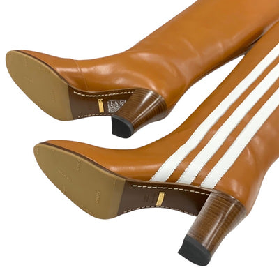Gucci Boots Long Boots Shoes Leather Brown White Adidas Sideline