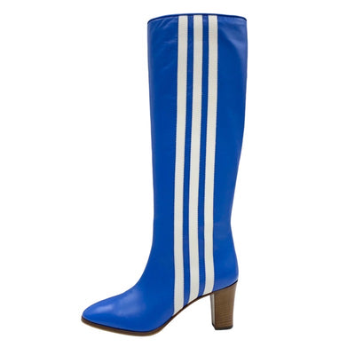 Gucci Boots Long Boots Shoes Leather Blue White Adidas Sideline