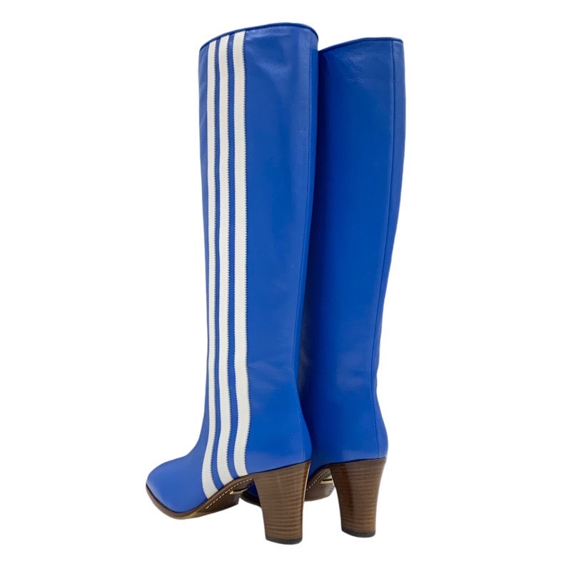 Gucci Boots Long Boots Shoes Leather Blue White Adidas Sideline