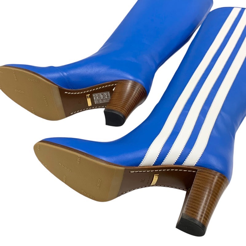 Gucci Boots Long Boots Shoes Leather Blue White Adidas Sideline