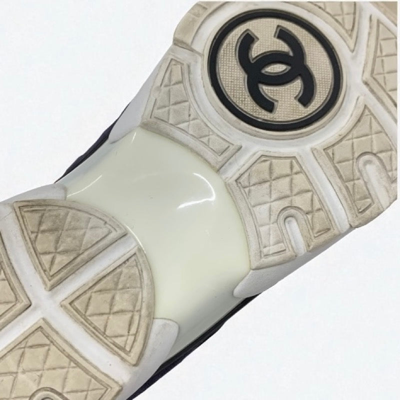 シャネル CHANEL スニーカー 靴 シューズ スエード ファブリック ネイビー マルチカラー ココマーク ツイード