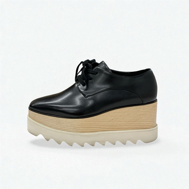 ステラマッカートニー STELLA McCARTNEY エリス スニーカー 靴 シューズ レザー ウッド ブラック ホワイト ブラウン 厚底 プラットフォーム レースアップシューズ