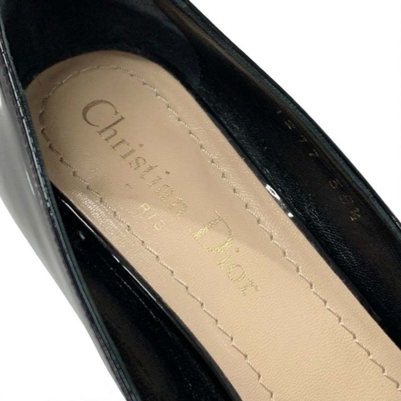 クリスチャンディオール CHRISTIAN DIOR BABY-D パンプス 靴 シューズ パテント ブラック 黒 ゴールド ロゴ