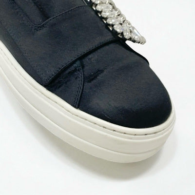 ロジェヴィヴィエ Roger Vivier スニーカー 靴 シューズ サテン ブラック 黒 ビジュー ストラスバックル