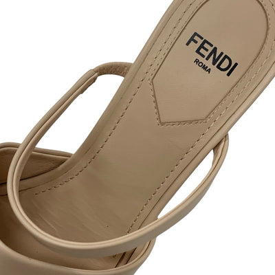 フェンディ FENDI ファースト サンダル 靴 シューズ レザー ベージュ ゴールド ミュール メタルヒール