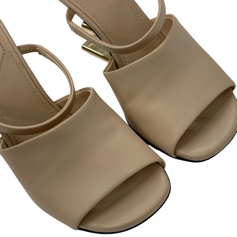 フェンディ FENDI ファースト サンダル 靴 シューズ レザー ベージュ ゴールド ミュール メタルヒール