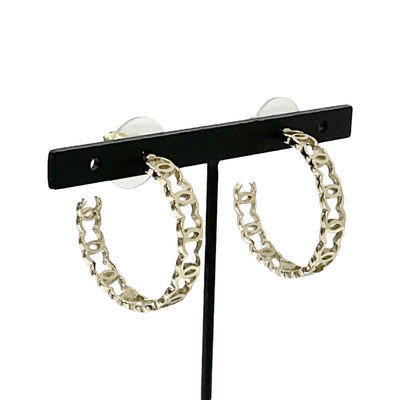 Chanel Earrings Gold Coco Mark Hoop Earrings