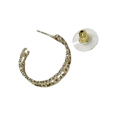 Chanel Earrings Gold Coco Mark Hoop Earrings