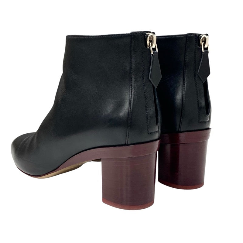 Hermes HERMES Boots, Short Boots, Shoes, Leather, Black, Bordeaux