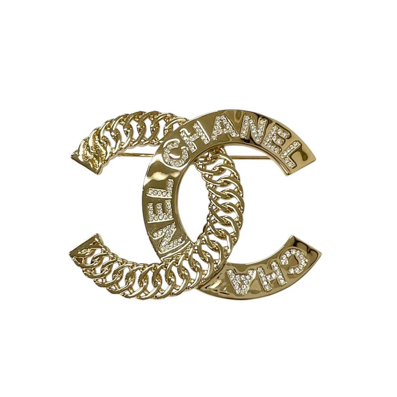 Chanel CHANEL Brooch Corsage Gold Coco Mark Logo Rhinestone