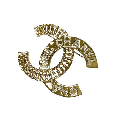 Chanel CHANEL Brooch Corsage Gold Coco Mark Logo Rhinestone