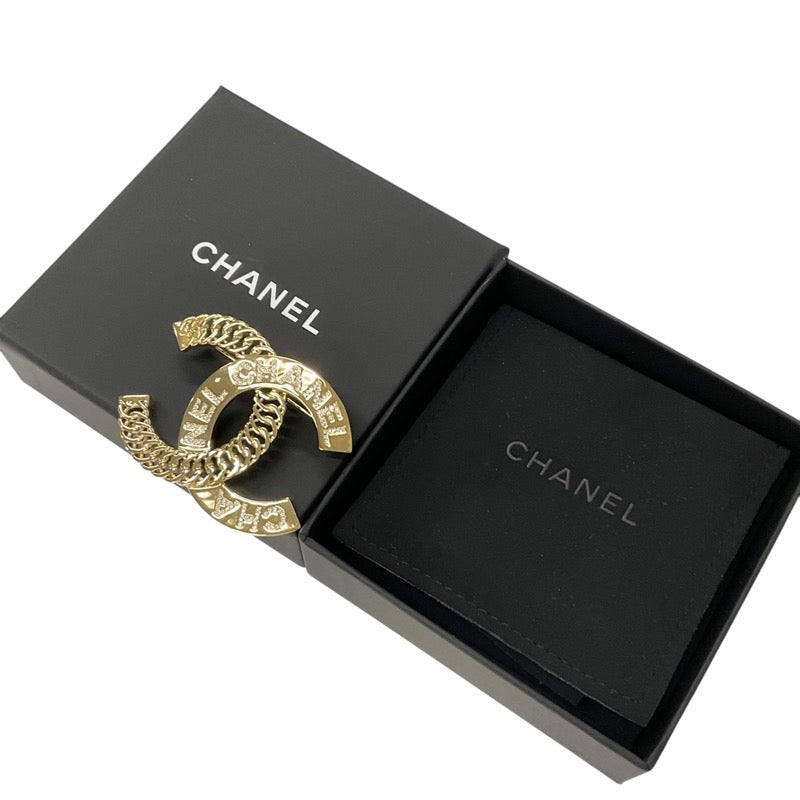 Chanel CHANEL Brooch Corsage Gold Coco Mark Logo Rhinestone