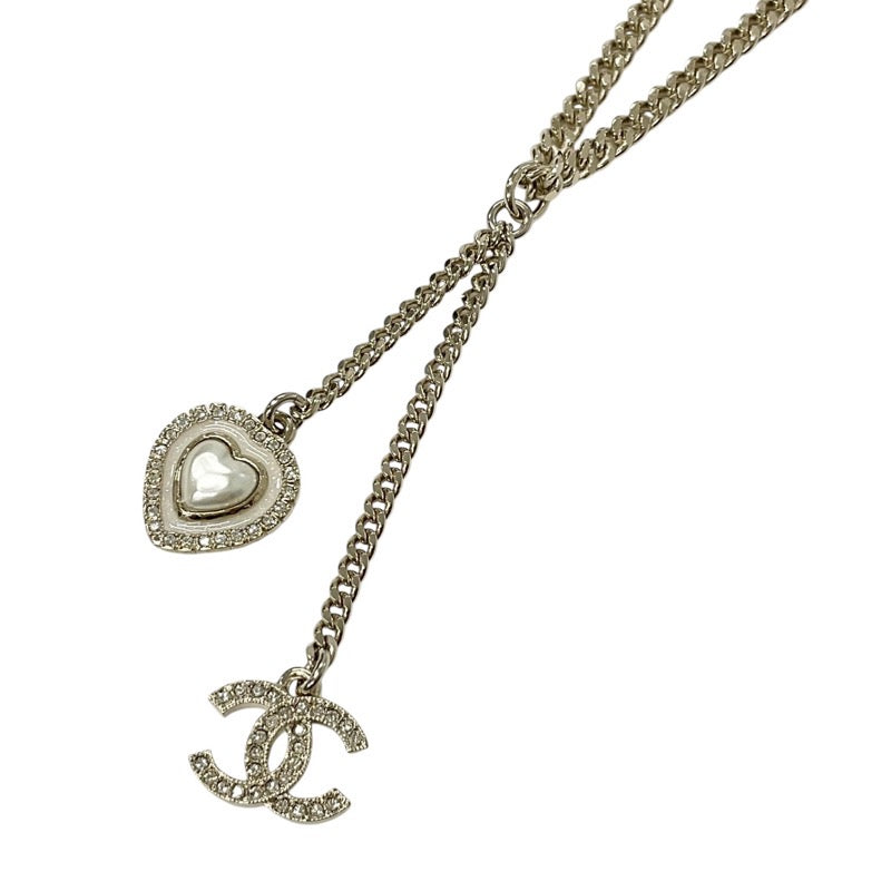 Chanel CHANEL necklace pendant choker gold white coco mark heart rhinestone